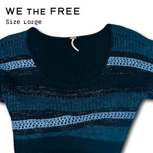 We The Free Women's Cropped Striped Waffle Sweater